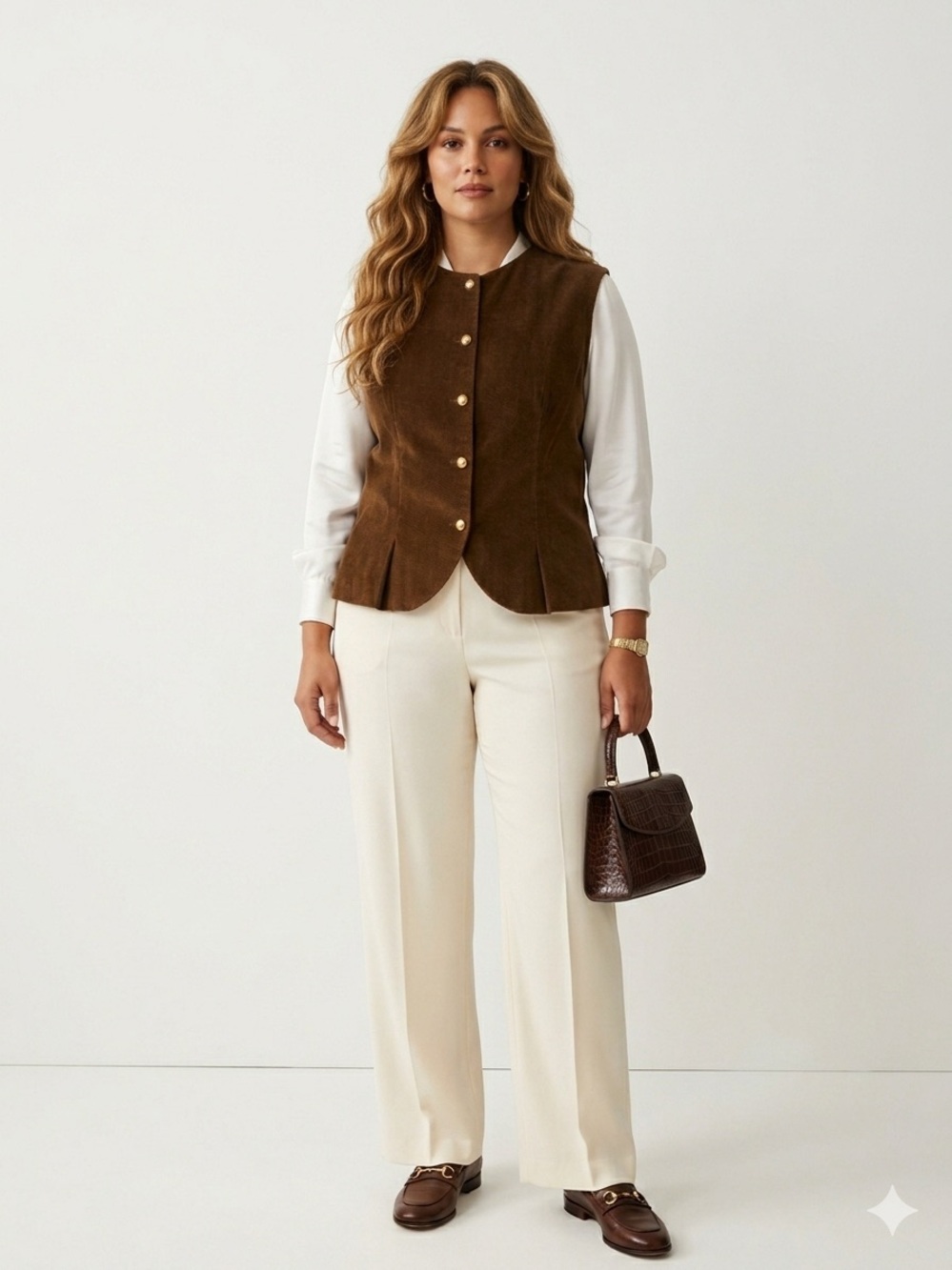 Vintage Suttles & Seawinds Brown 100% Cotton Corduroy Button-Front Vest | MEDIUM